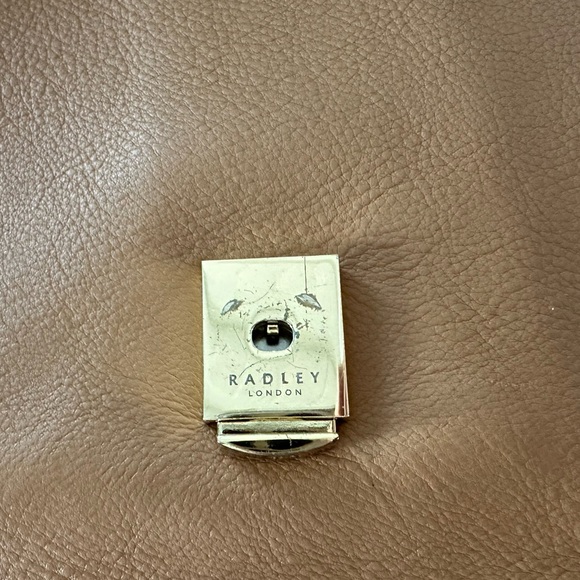 Radley London satchel purse. Tan/caramel color. Removable shoulder strap. - Picture 3 of 4